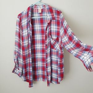 Faded Glory Plaid Flannel Button Down Shirt